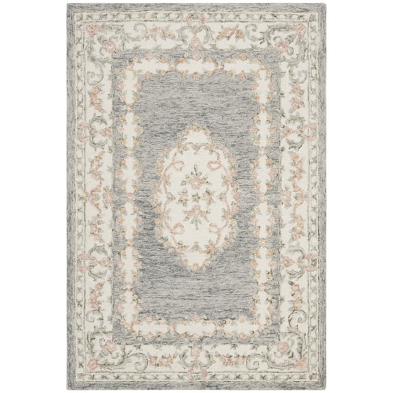 SAFAVIEH Micro-Loop Jesper Oriental Wool Area Rug, Grey/Ivory, 2'6" x 4'