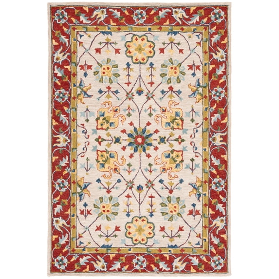 SAFAVIEH Micro-Loop Joey Medallion Area Rug, Beige/Rust, 5' x 8'