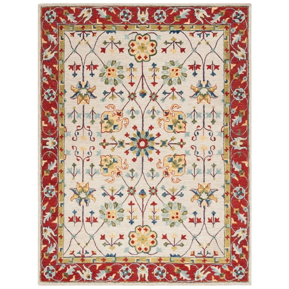 SAFAVIEH Micro-Loop Joey Medallion Area Rug, Beige/Rust, 8' x 10'