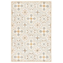 SAFAVIEH Micro-Loop Karenza Medallion Area Rug, Ivory/Grey, 4' x 6'