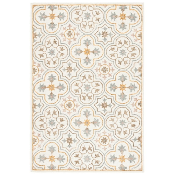 SAFAVIEH Micro-Loop Karenza Medallion Area Rug, Ivory/Grey, 4' x 6'