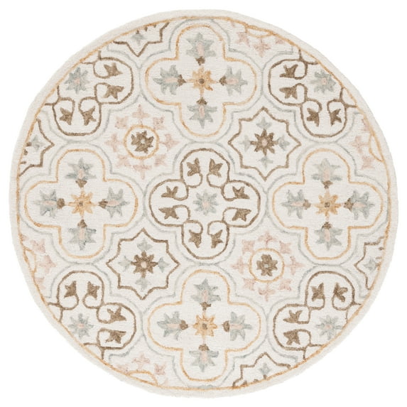 SAFAVIEH Micro-Loop Karenza Medallion Area Rug, Ivory/Grey, 5' x 5' Round
