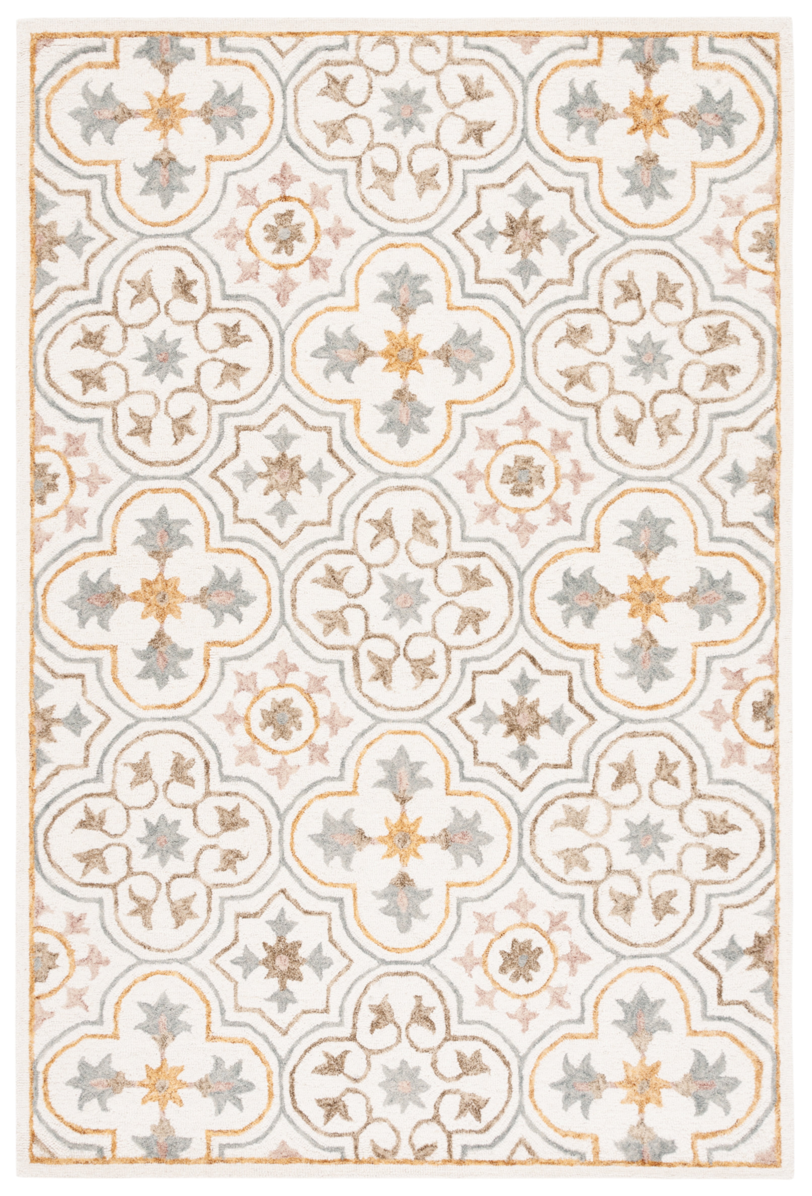 Hololive Ivory/Grey Hand-Tufted Wool Medallion Area Rug