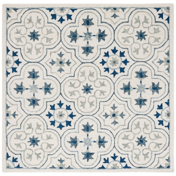 SAFAVIEH Micro-Loop Karenza Medallion Area Rug, Ivory/Sage, 5' x 5' Square