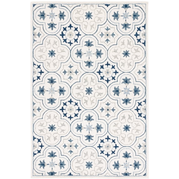 SAFAVIEH Micro-Loop Karenza Medallion Area Rug, Ivory/Sage, 5' x 8'