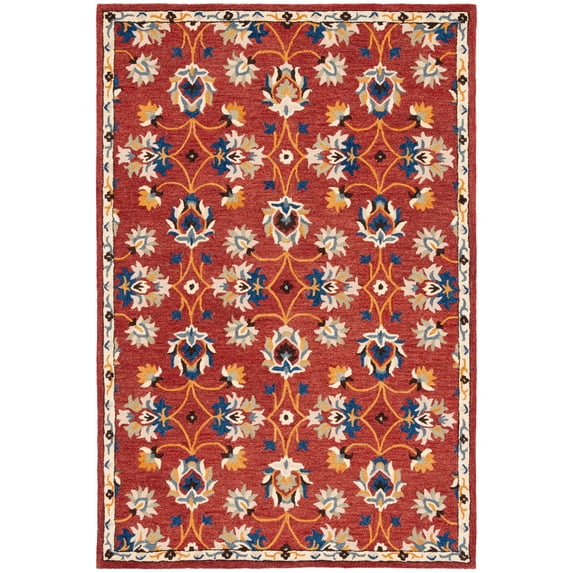 SAFAVIEH Micro-Loop Kasandra Medallion Area Rug, Rust/Blue, 4' x 6'