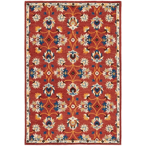 SAFAVIEH Micro-Loop Kasandra Medallion Area Rug, Rust/Blue, 5' x 8'