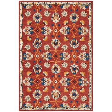 SAFAVIEH Micro-Loop Kasandra Medallion Area Rug, Rust/Blue, 8' x 10'