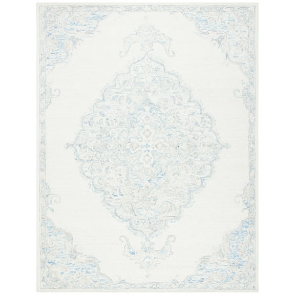 SAFAVIEH Micro-Loop Katina Medallion Area Rug, Ivory/Blue, 8' x 10'