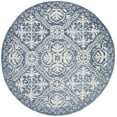 thumbnail image 1 of SAFAVIEH Micro-Loop Lagrange Floral Wool Area Rug, Blue/Ivory, 5' x 5' Round, 1 of 7