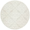 thumbnail image 1 of SAFAVIEH Micro-Loop Laidley Geometric Floral Wool Area Rug, Silver/Ivory, 5' x 5' Round, 1 of 9
