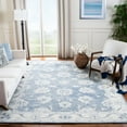 thumbnail image 1 of SAFAVIEH Micro-Loop Larry Floral Bordered Wool Area Rug, Blue/Ivory, 5' x 8', 1 of 10