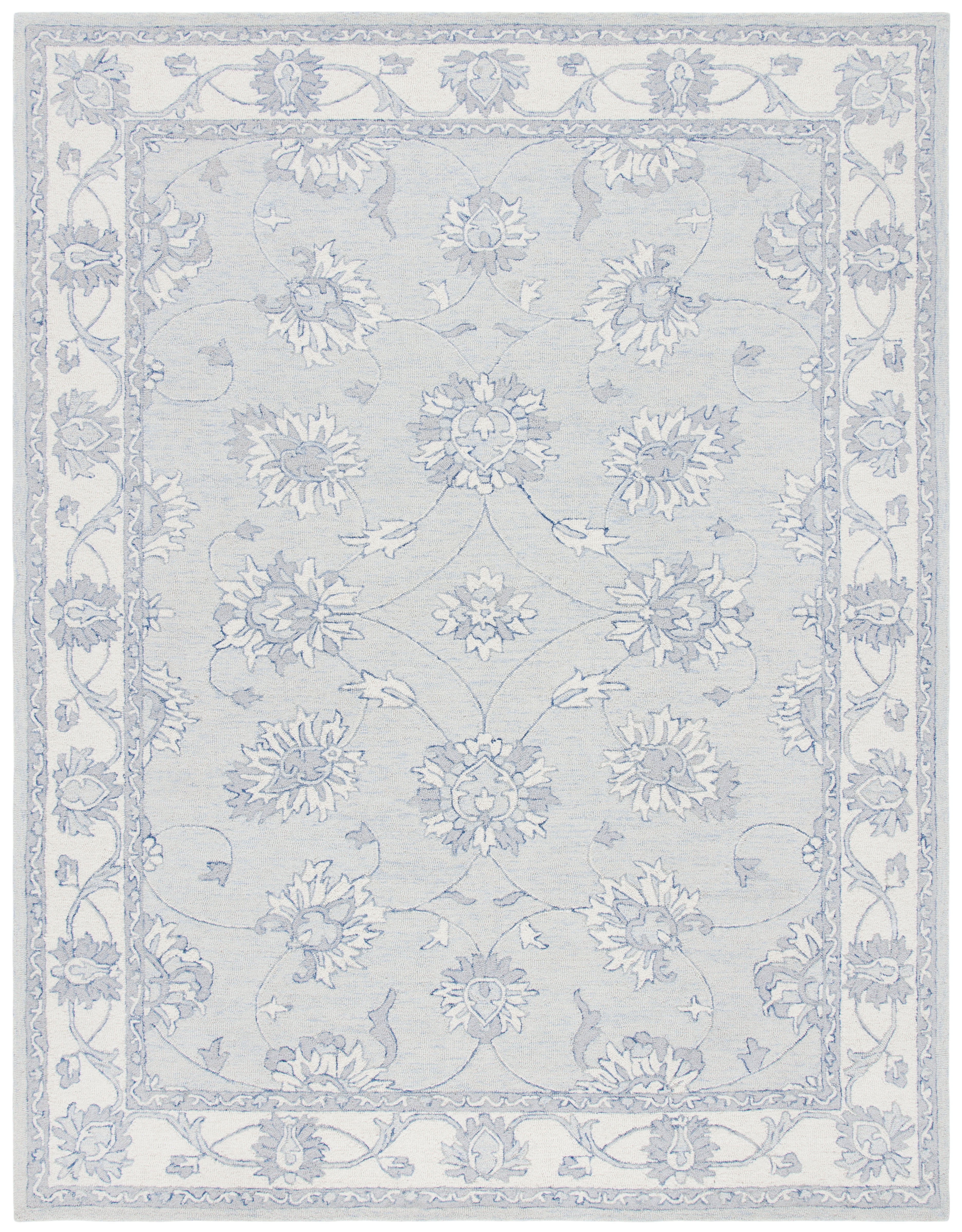 Handmade Light Blue Wool Medallion 8' x 10' Tufted Rug