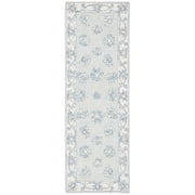 SAFAVIEH Micro-Loop Larry Oriental Runner Rug, Light Blue/Ivory, 2'3" x 7'