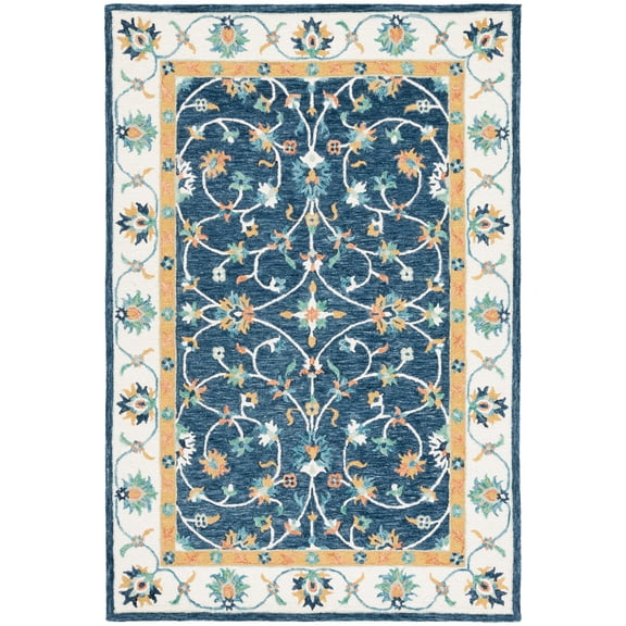 SAFAVIEH Micro-Loop Lavina Medallion Area Rug, Blue/Ivory, 8' x 10'