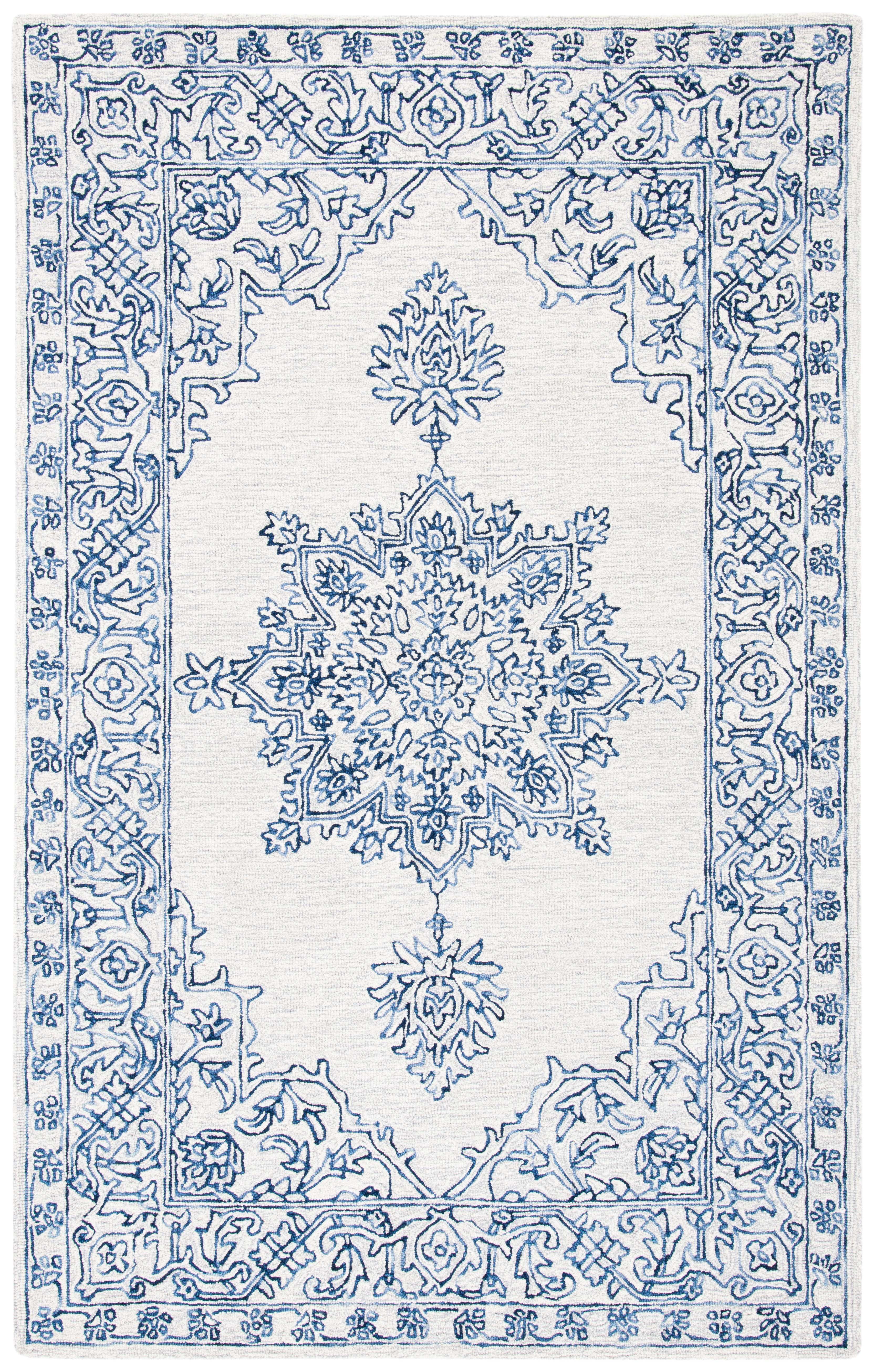 Ivory Elegance Hand-Tufted Wool Rectangular Area Rug, 4' x 6'