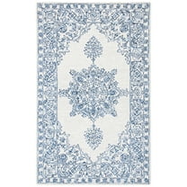 SAFAVIEH Micro-Loop Leann Medallion Wool Area Rug, Ivory/Blue, 8' x 10'