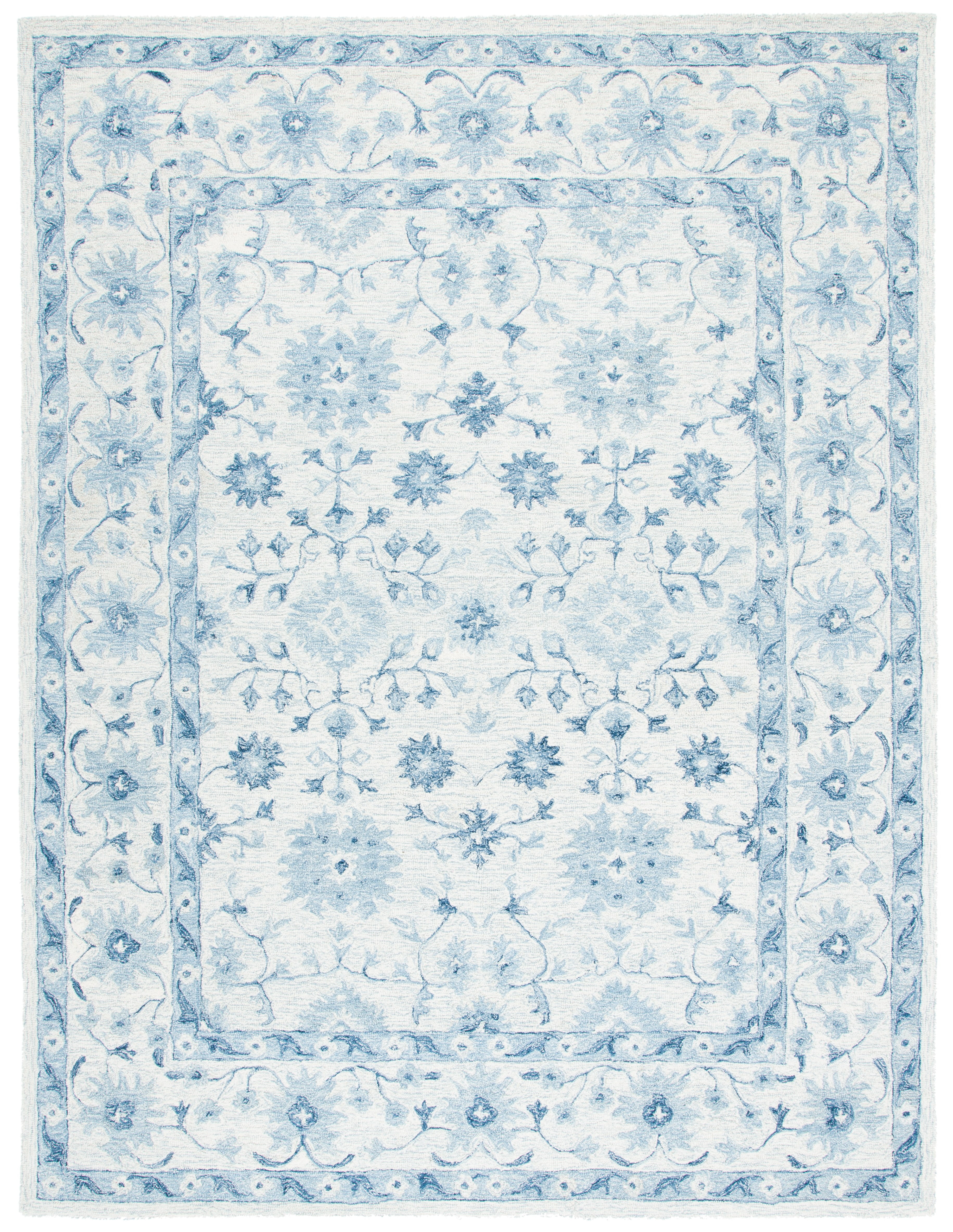 SAFAVIEH Micro-Loop Leon Medallion Area Rug, Blue/Ivory, 8' x 10'