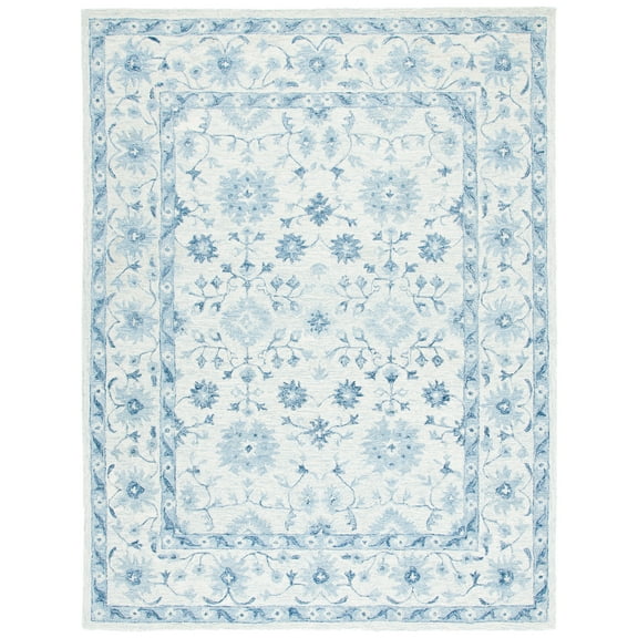 SAFAVIEH Micro-Loop Leon Medallion Area Rug, Blue/Ivory, 8' x 10'