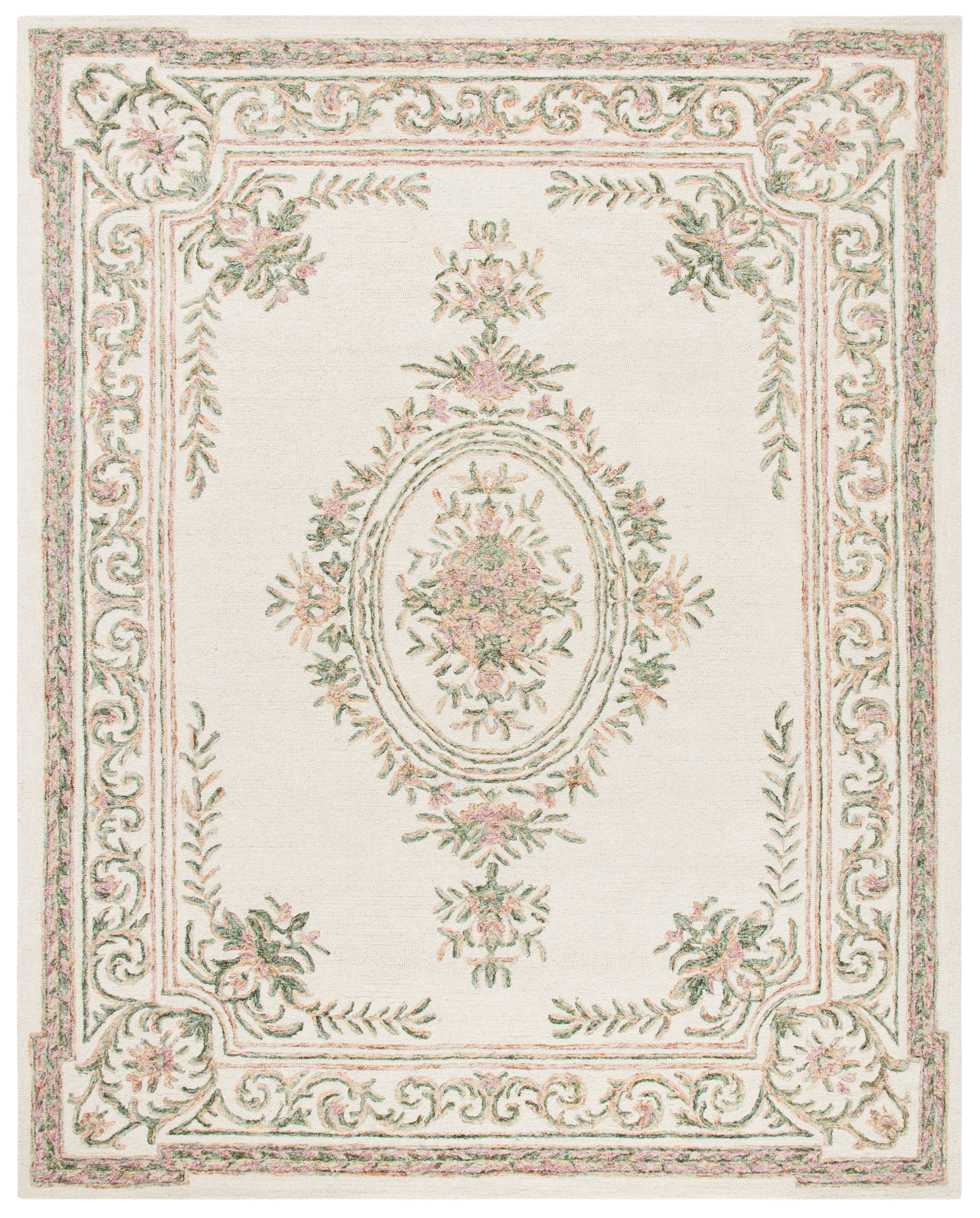 SAFAVIEH Micro-Loop Leptis Oriental Wool Area Rug, Ivory/Fuchsia, 9' x 12'