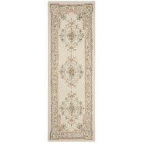 SAFAVIEH Micro-Loop Leptis Oriental Wool Runner Rug, Ivory/Fuchsia, 2'3" x 13'