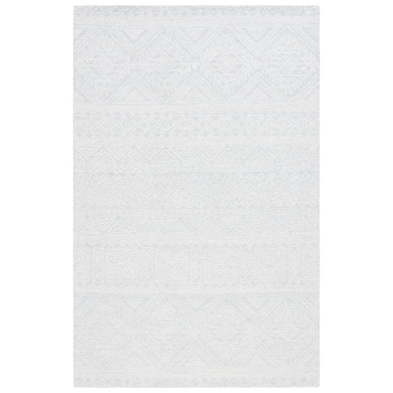 SAFAVIEH Micro-Loop Liana Medallion Area Rug, Light Grey/Ivory, 4' x 6'