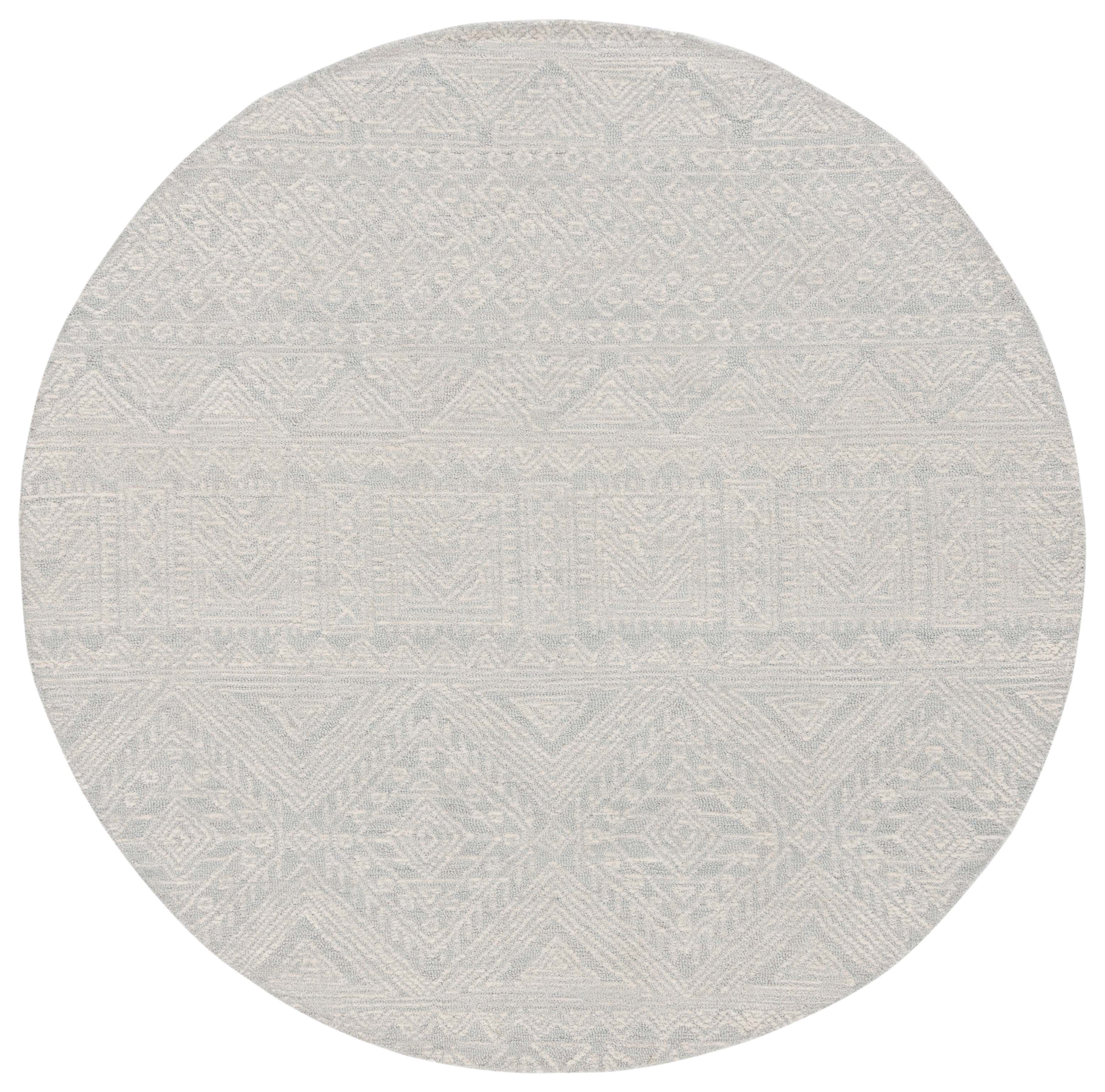 SAFAVIEH Micro-Loop Liana Medallion Area Rug, Light Grey/Ivory, 6' x 6' Round
