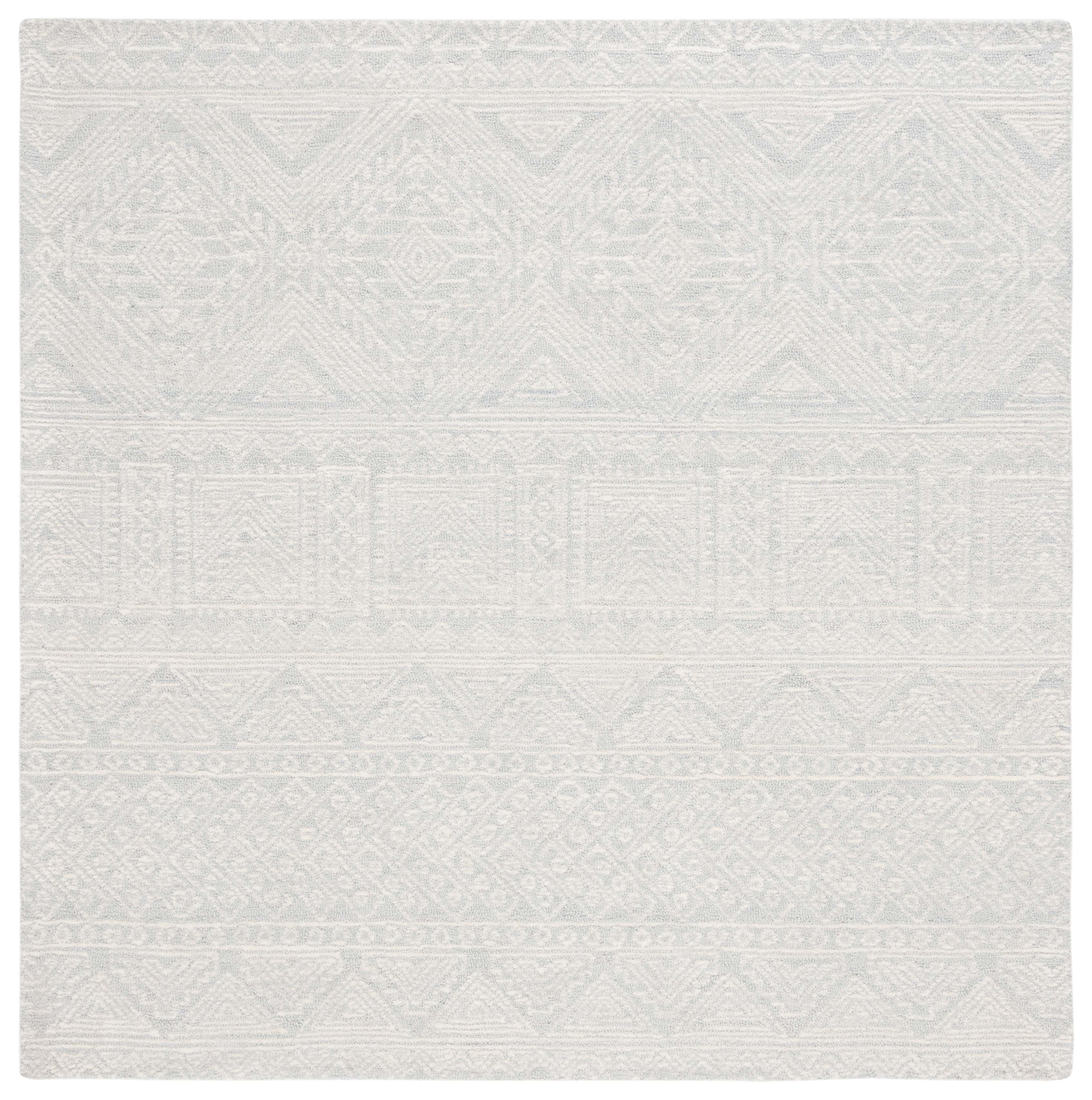SAFAVIEH Micro-Loop Liana Medallion Area Rug, Light Grey/Ivory, 6' x 6' Square