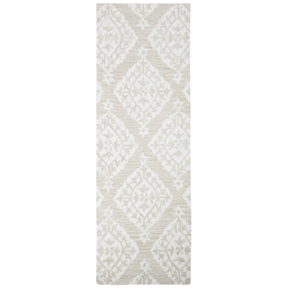 SAFAVIEH Micro-Loop Linton Damask Wool Runner Rug, Beige, 2'3" x 7'
