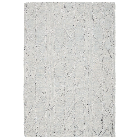 SAFAVIEH Micro-Loop Lowell Diamond Area Rug, Ivory/Light Blue, 4' x 6'