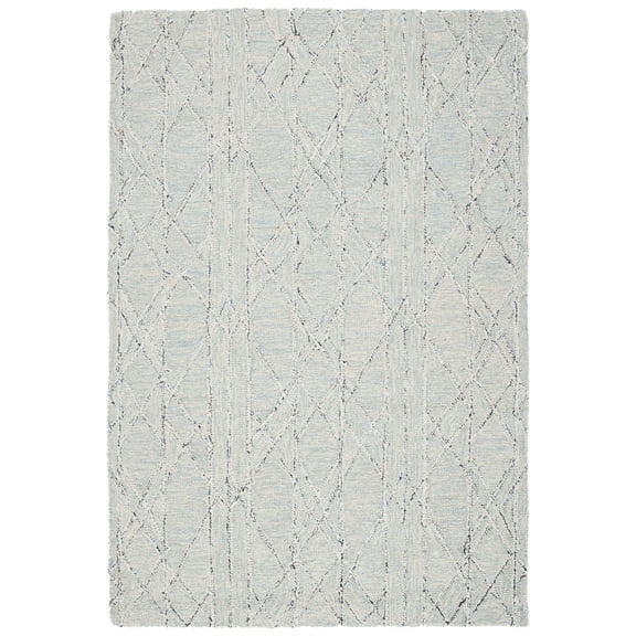 SAFAVIEH Micro-Loop Lowell Diamond Area Rug, Ivory/Light Blue, 4' x 6'