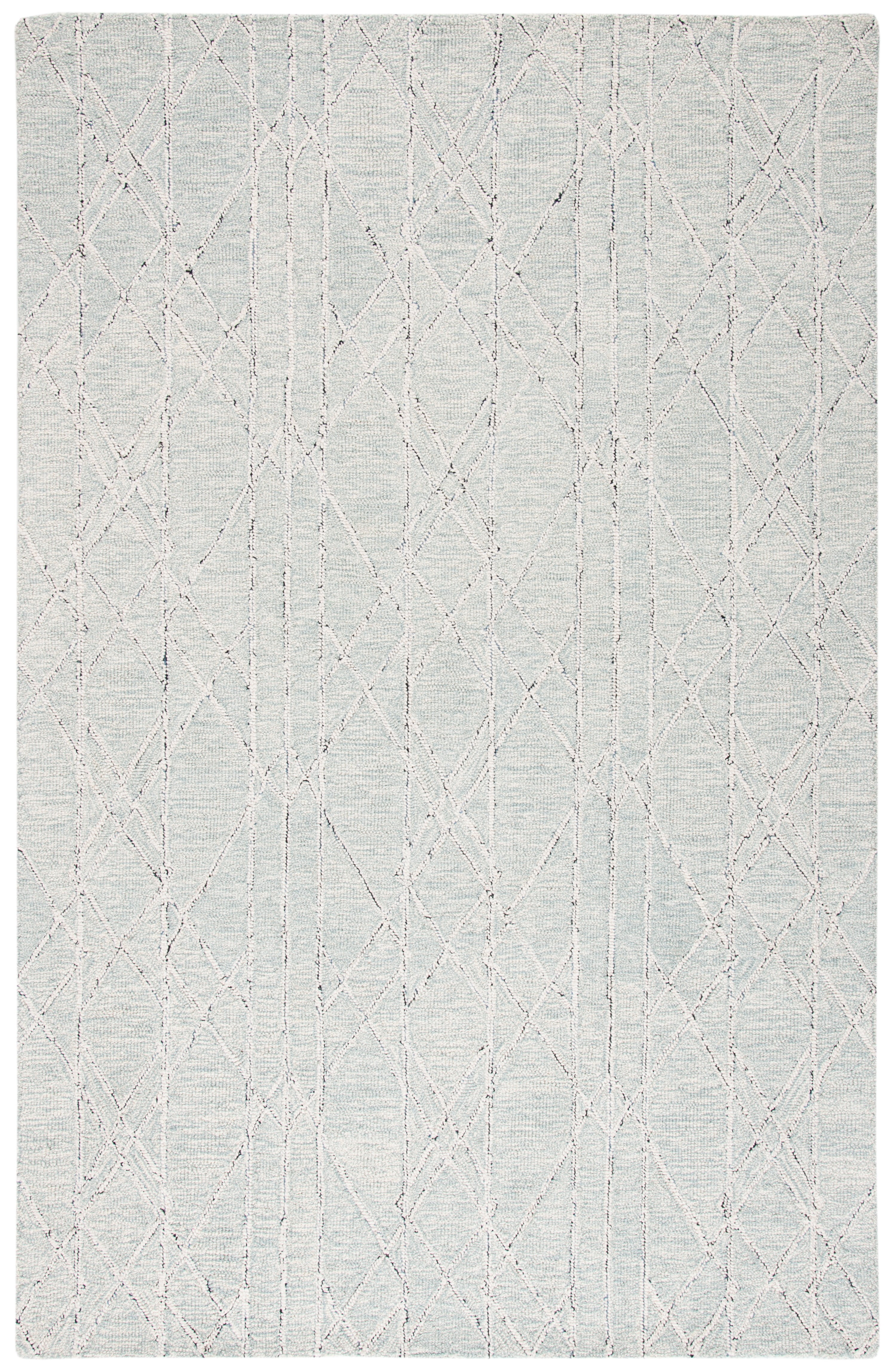 SAFAVIEH Micro-Loop Lowell Diamond Area Rug, Ivory/Light Blue, 5' x 8'