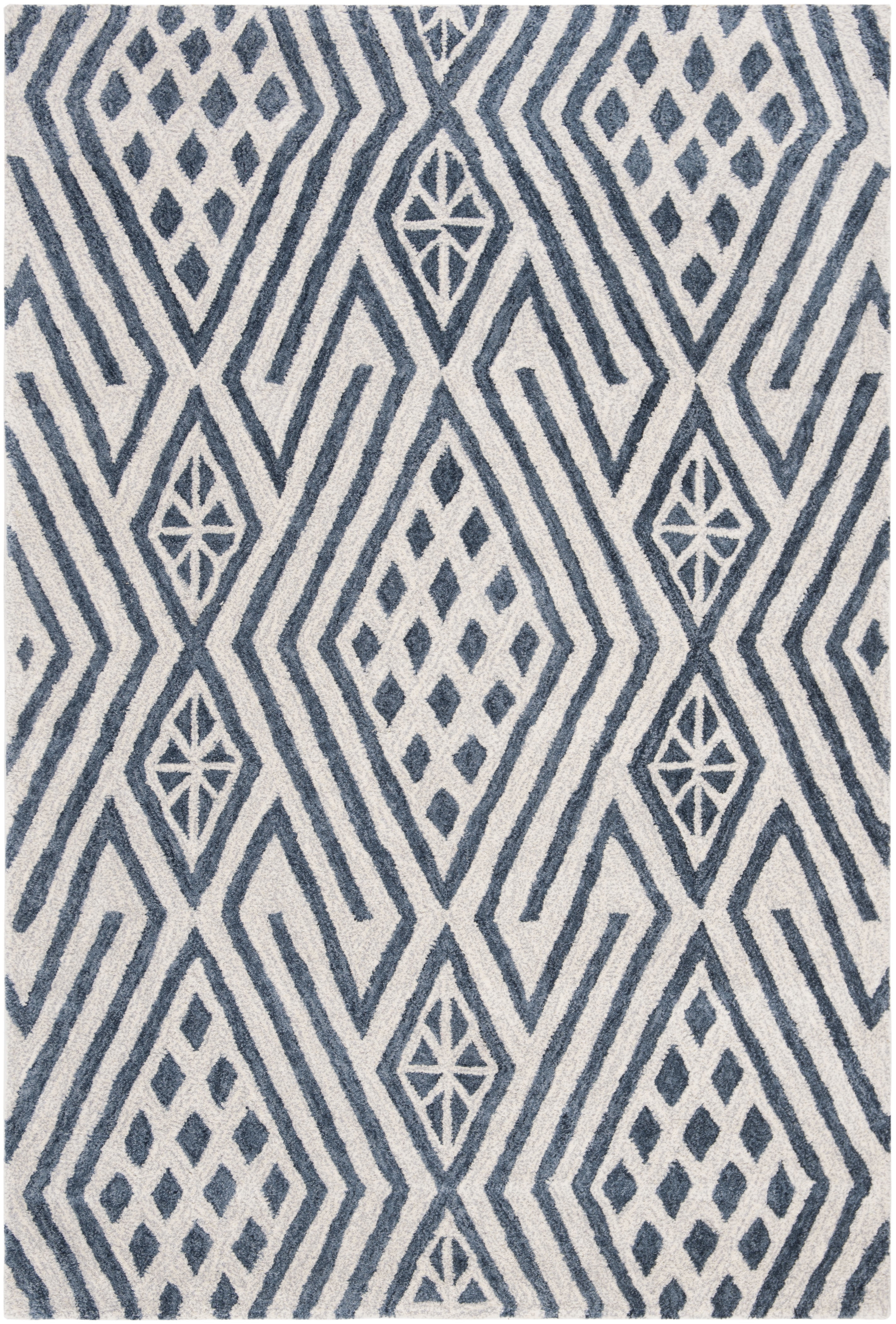 Handmade Tufted Woolen Elegance Blue Rectangular Rug