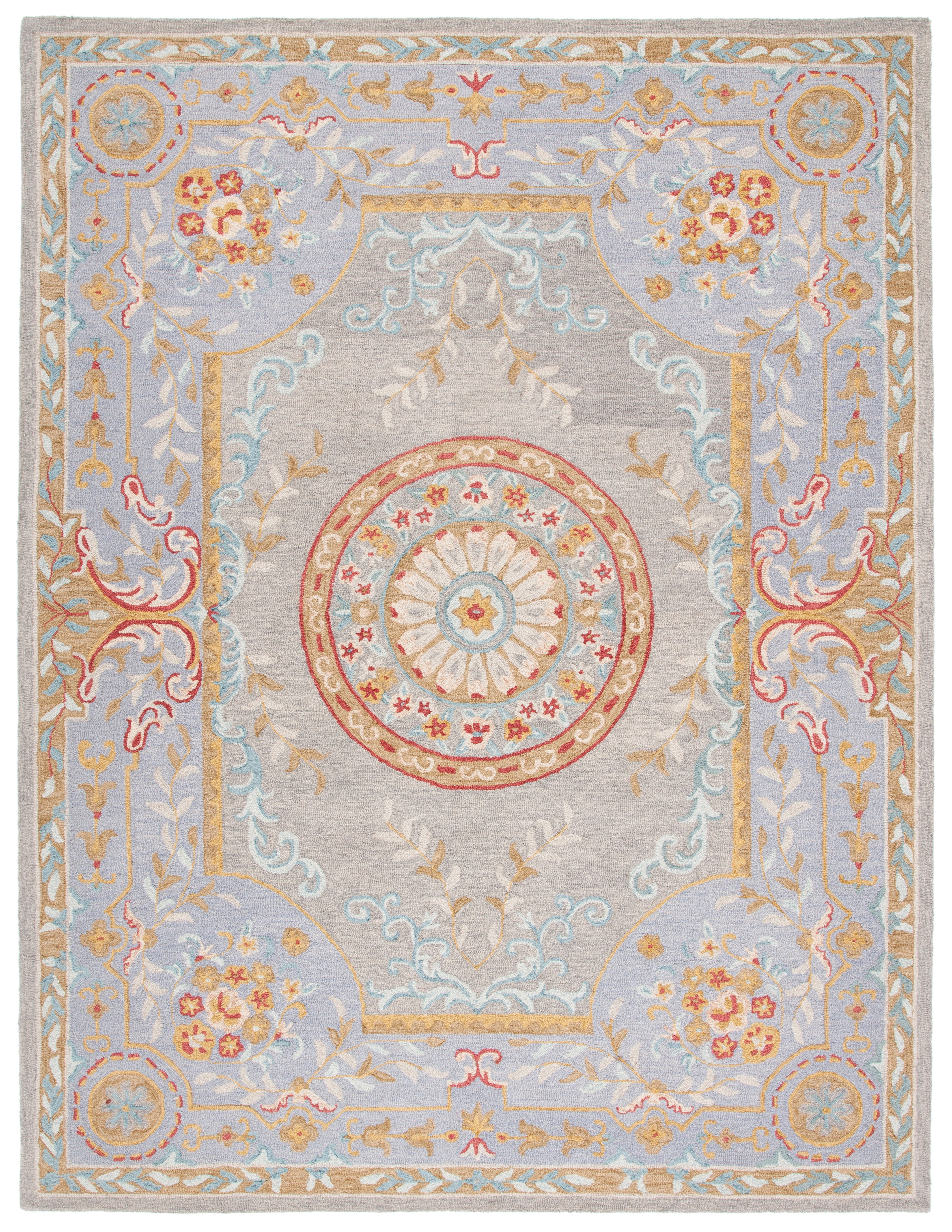 SAFAVIEH Micro-Loop Lyssa Medallion Area Rug, Green/Grey, 8' x 10'
