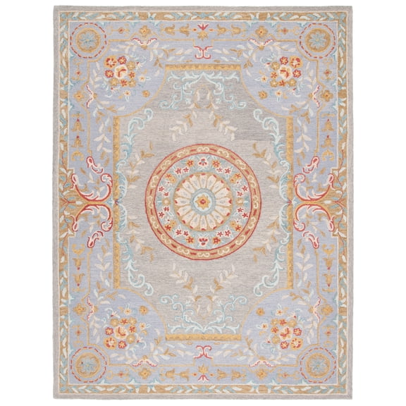 SAFAVIEH Micro-Loop Lyssa Medallion Area Rug, Green/Grey, 8' x 10'