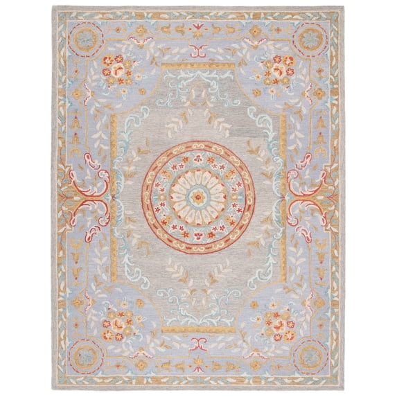 SAFAVIEH Micro-Loop Lyssa Medallion Area Rug, Green/Grey, 8' x 10'