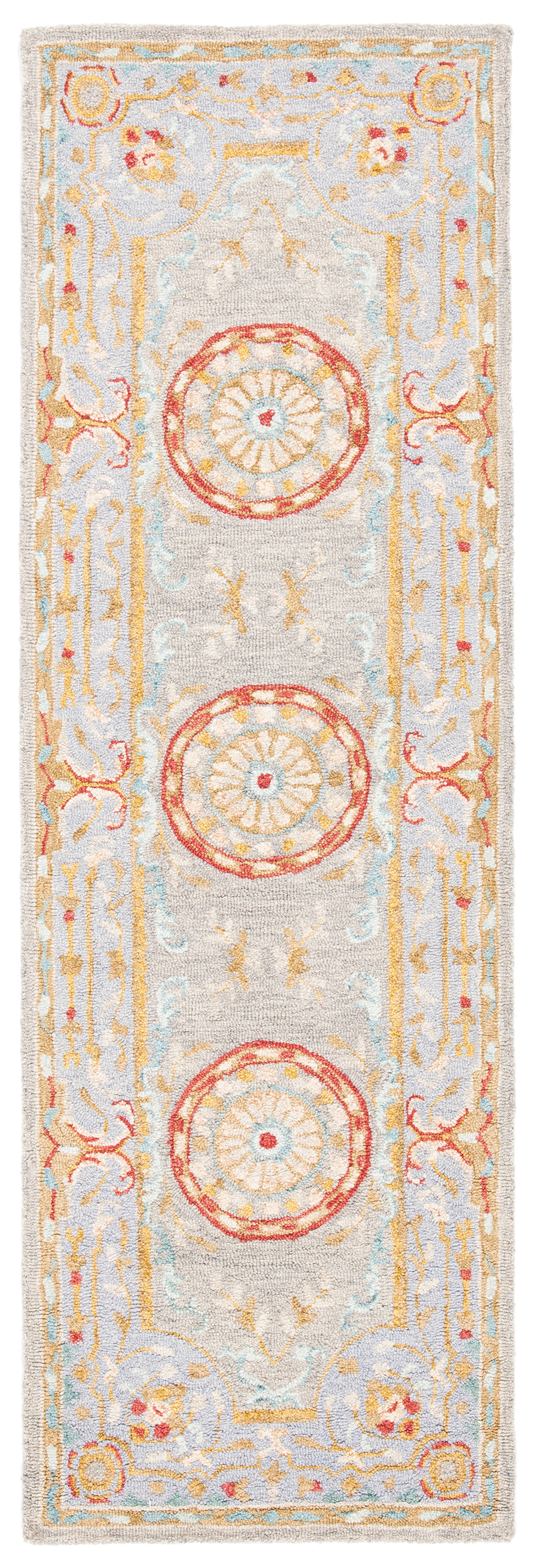 SAFAVIEH Micro-Loop Lyssa Medallion Runner Rug, Green/Grey, 2'3" x 7'