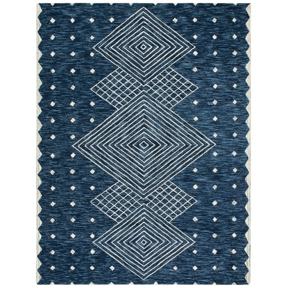 SAFAVIEH Micro-Loop Cori Geometric Area Rug, Blue/Ivory, 8' x 10'
