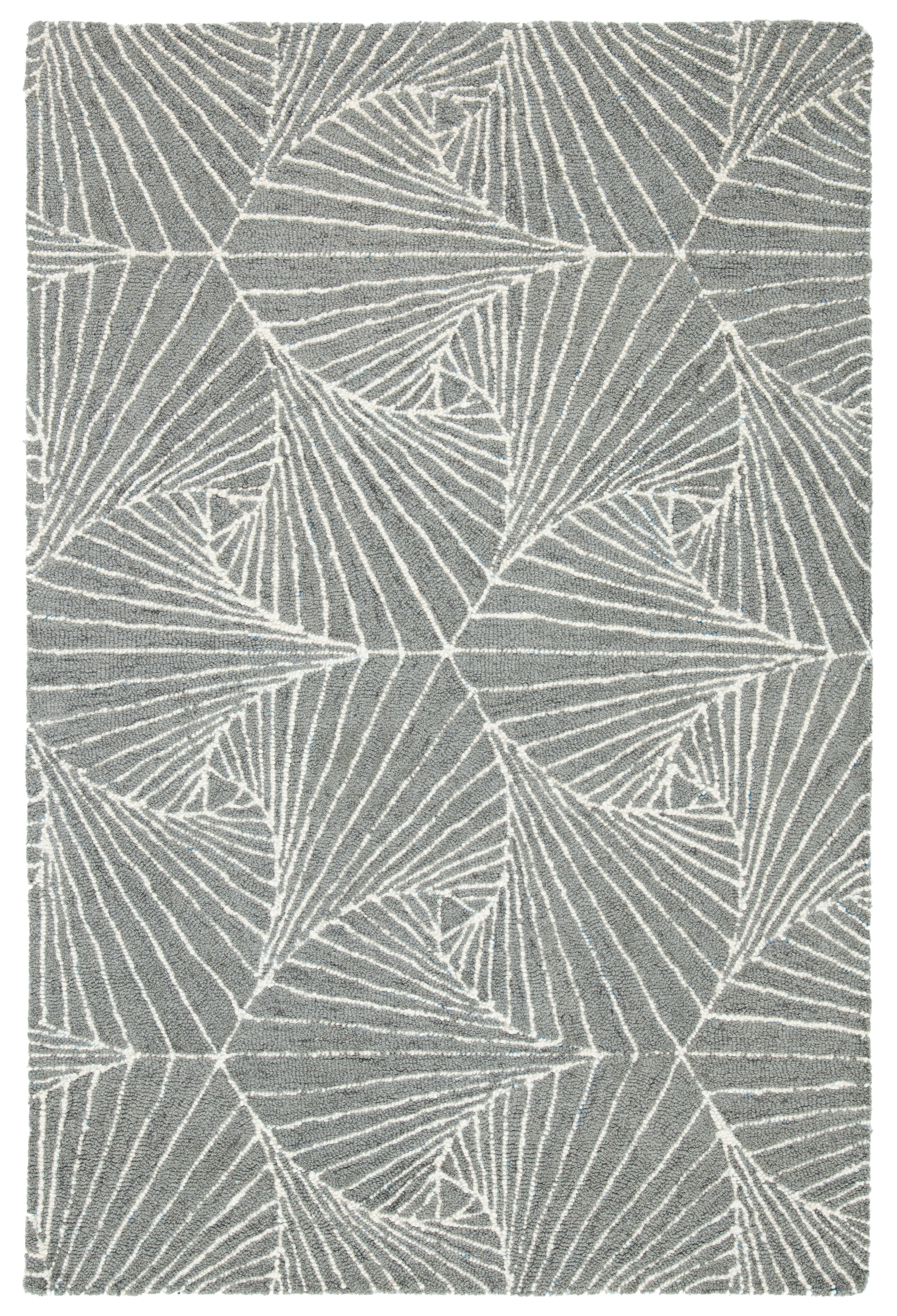 Grey and Ivory Hand-Tufted Wool Geometric Area Rug 4' x 6'