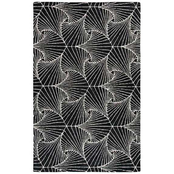 SAFAVIEH Micro-Loop Carver Geometric Area Rug, Charcoal/Ivory, 5' x 8'