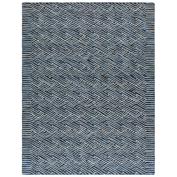SAFAVIEH Micro-Loop Hamilton Geometric Area Rug, Dark Blue/Ivory, 8' x 10'