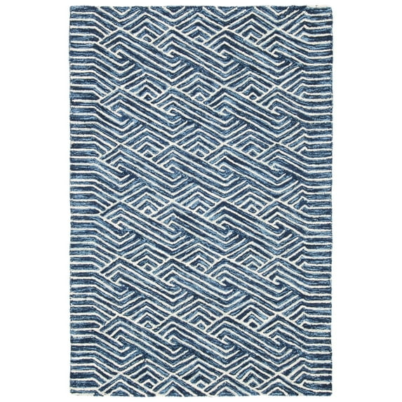 SAFAVIEH Micro-Loop Hamilton Geometric Area Rug, Dark Blue/Ivory, 3' x 5'