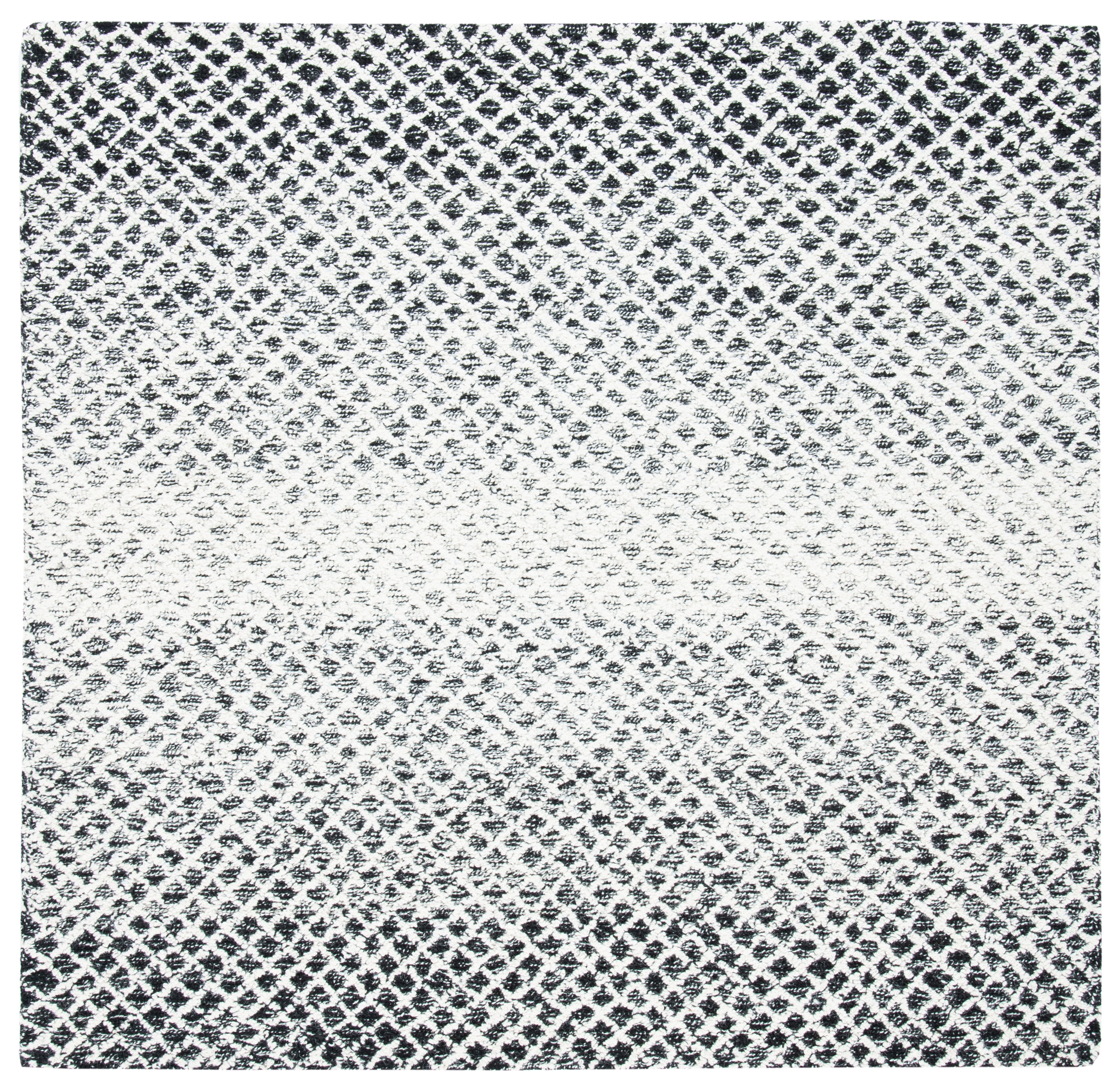 Hand-Tufted Elegance Square Black and Ivory Wool Rug