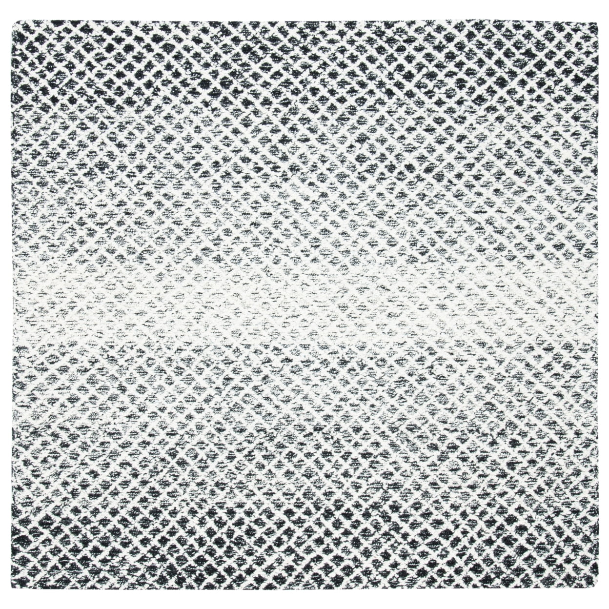 Hand-Tufted Elegance Square Black and Ivory Wool Rug