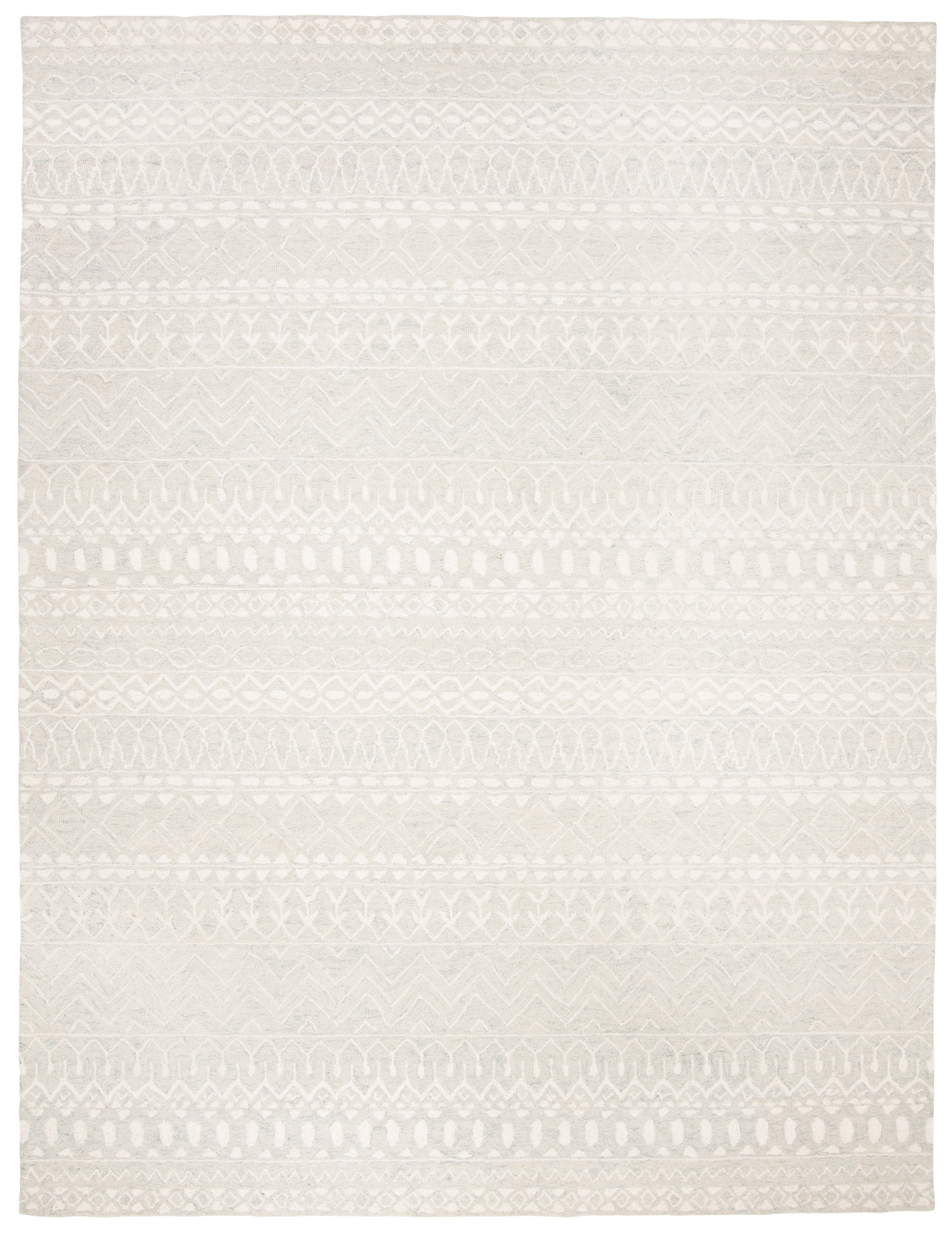 Handmade Tufted Aqua/Ivory Wool Rectangular Rug