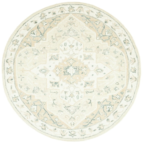 SAFAVIEH Micro-Loop Emilija Oriental Area Rug, Beige/Ivory, 7' x 7' Round