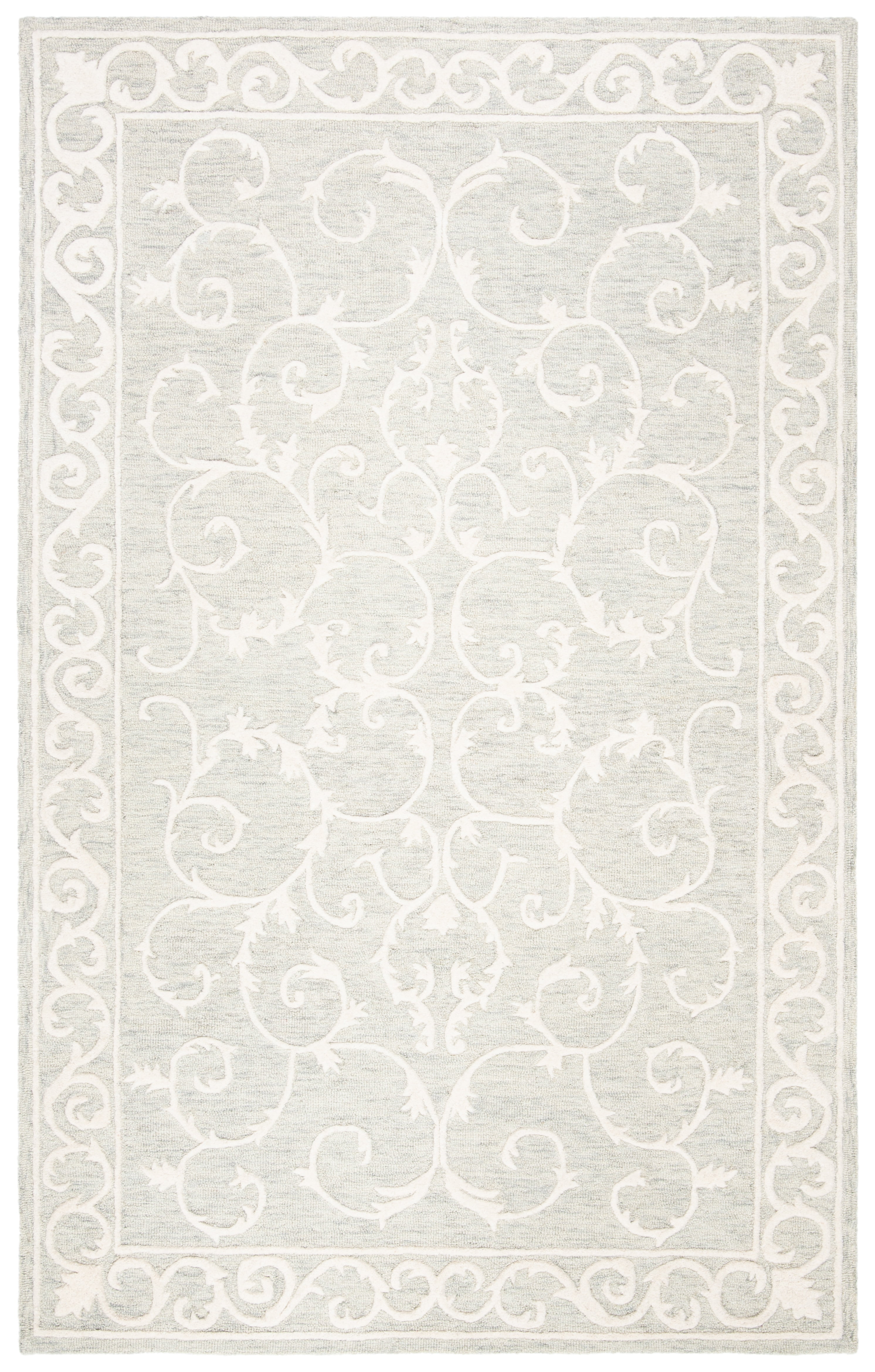 SAFAVIEH Micro-Loop Asteria Oriental Area Rug, Light Grey/Ivory, 3' x 5'