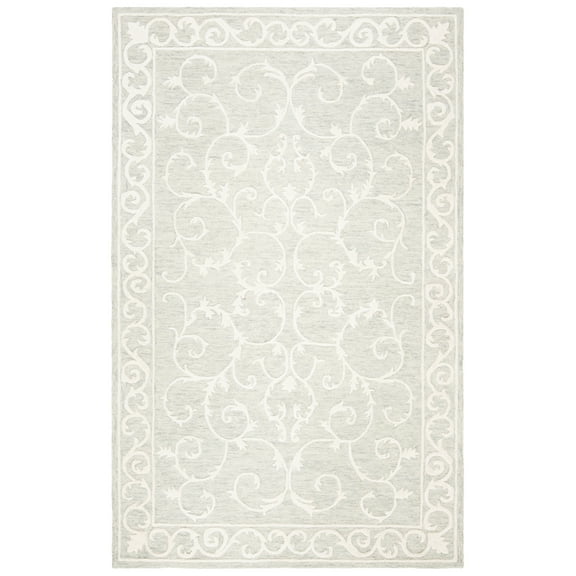 SAFAVIEH Micro-Loop Asteria Oriental Area Rug, Light Grey/Ivory, 3' x 5'