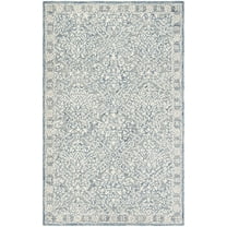 SAFAVIEH Micro-Loop Carmella Oriental Wool Area Rug, Blue/Ivory, 10' x 14'