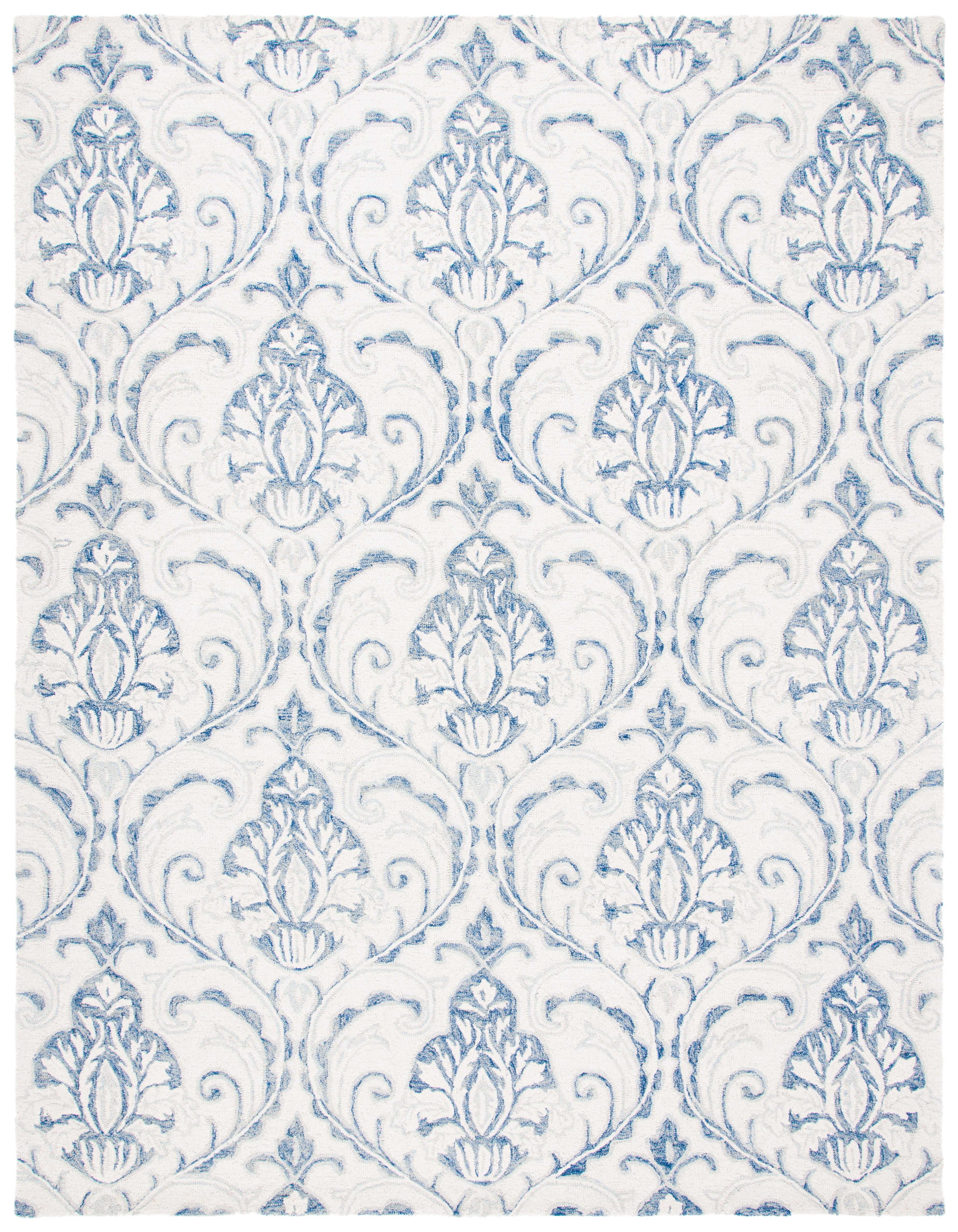 Elegant Ivory Medallion 10' x 14' Hand-Tufted Wool Area Rug